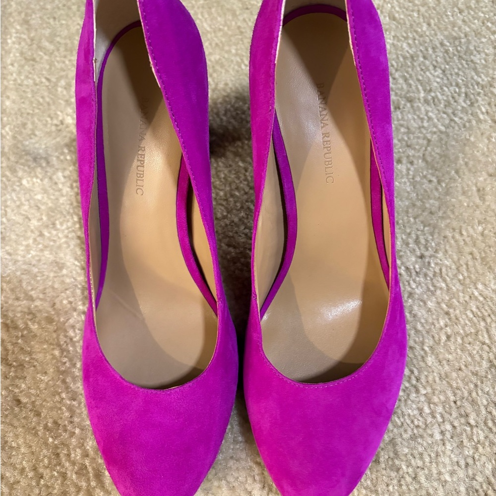 Banana Republic Vibrant Pink Suede Heels